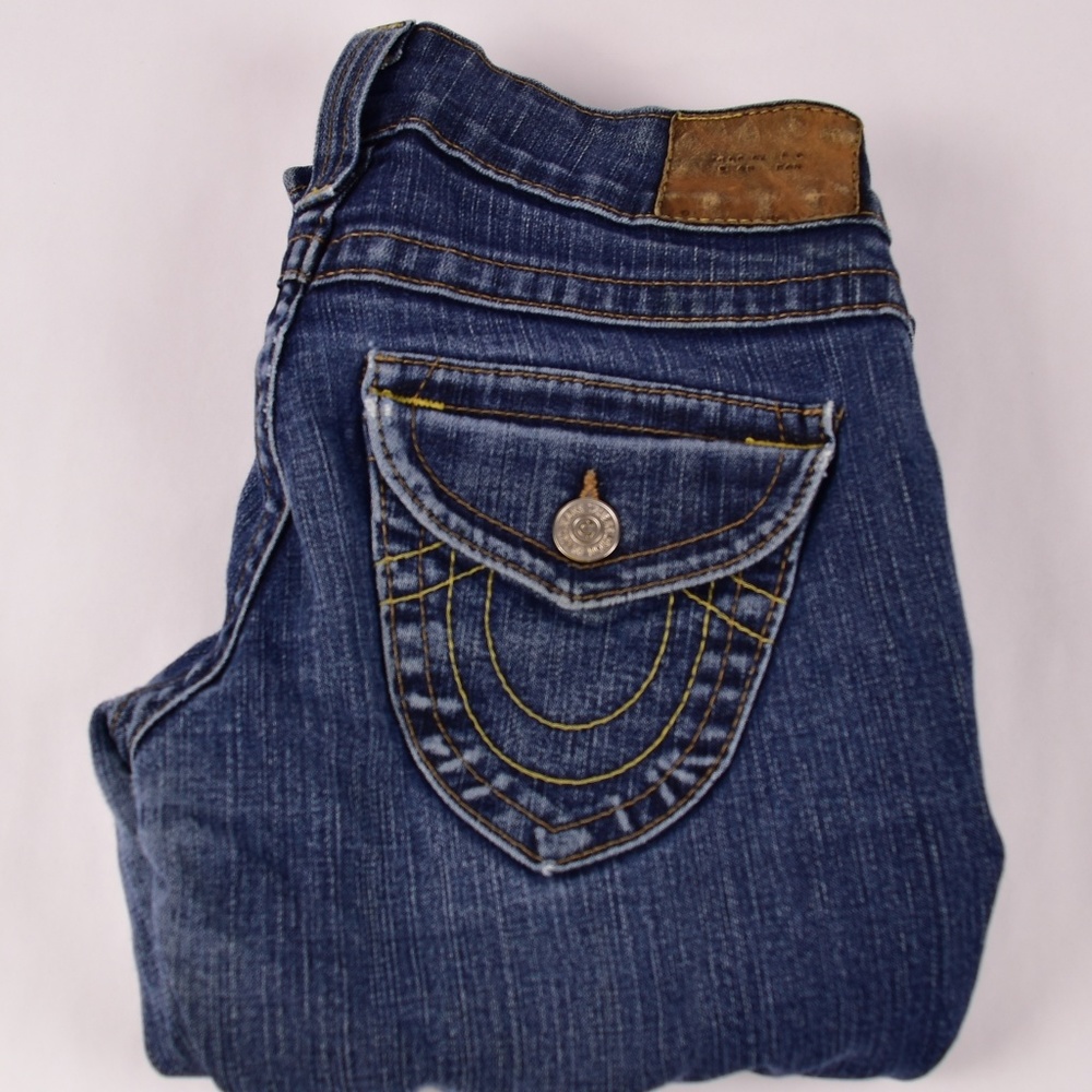 True Religion Jeans Womens Size 27 Tapered Leg Low - Picture 1 of 6